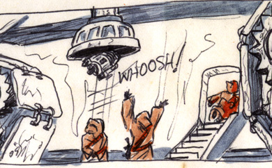 jawas suck artoo up into the sandcrawler - detail of comic page