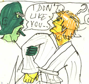 Doctor Evazan bullies Luke in the Cantina.