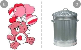 care bear and a dust-bin