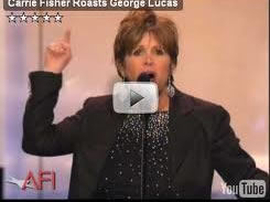 Carrie Fisher roasts George Lucas video