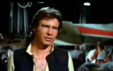 Han coyly says may the force be with you to luke