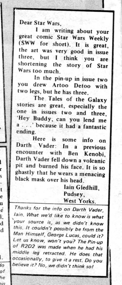 letter to star wars weekly iain gledhill