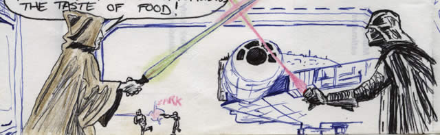 Han and Luke storm the detention block - comic panel detail