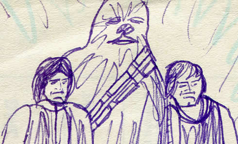 luke, chewie and han in the throne room. Star Wars comic page detail image
