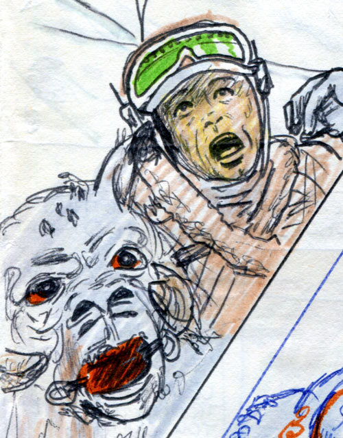 Luke and Tauntaun attacked by a Wampa—Star Wars comic page detail