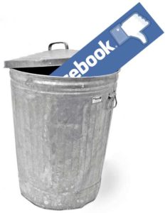 facebook logo in bin trashcan