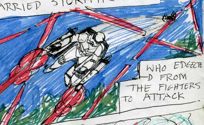 Stormtrooper flying jetpack chair—Star Wars Comic page detail