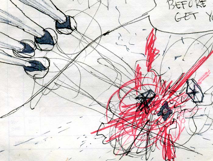 the millennium falcon's quad cannon bast the crap out of a tie fighter—detail image from a kid's Star Wars comic page