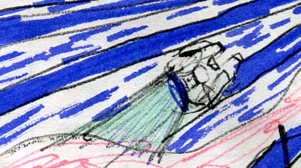 millennium falcon in hyperspace—detail image from a kid's Star Wars comic page